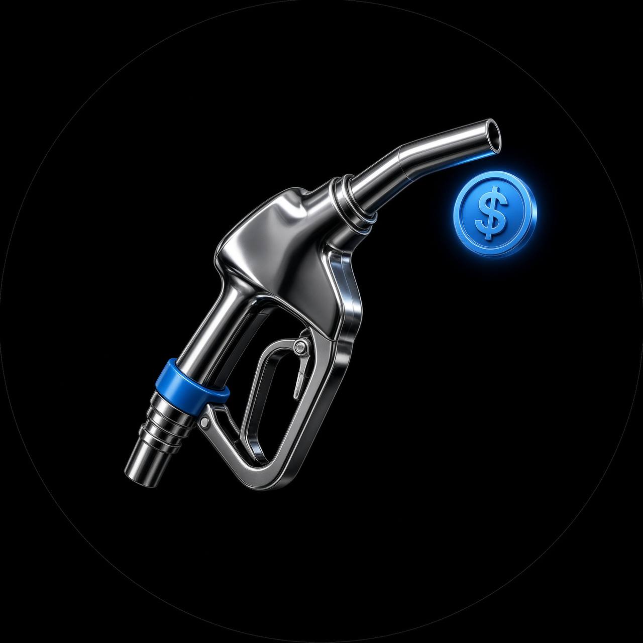 Chrome FUEL nozzle with blue dollar symbol